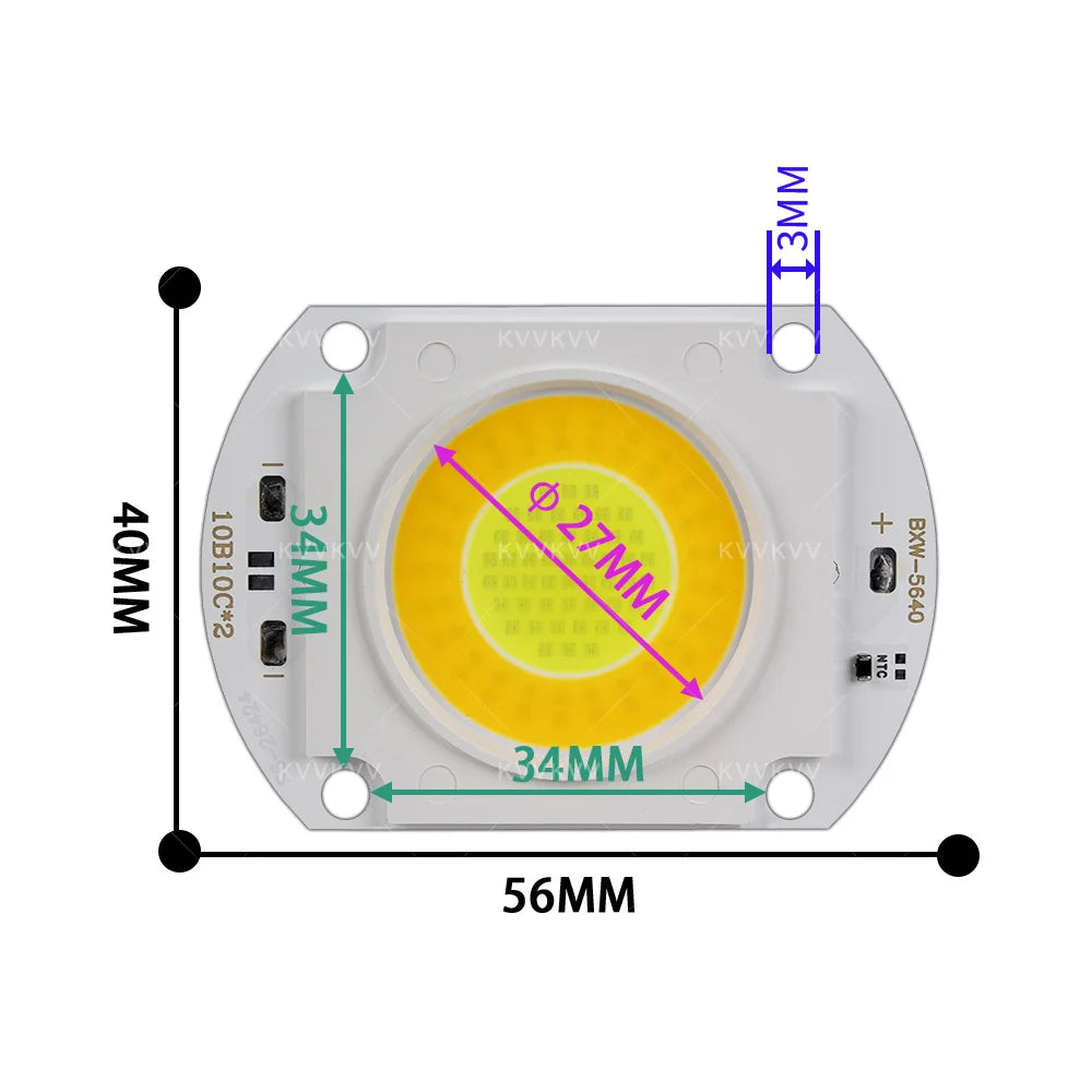module led cob blanc jaune grille points connecteur moderne haute puissance deux couleurs