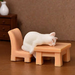 figurines chats différents motifs yeux blancs décor maison terrarium miniature réaliste Podscape ornement jardin