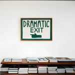 affiche rétro sortie gauche impression toile main pointant lettres capitales décoration mur vert rouge