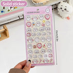 stickers 3d kawaii animaux mignons lapins chats blanc beige bleu rose vert clair jaune
