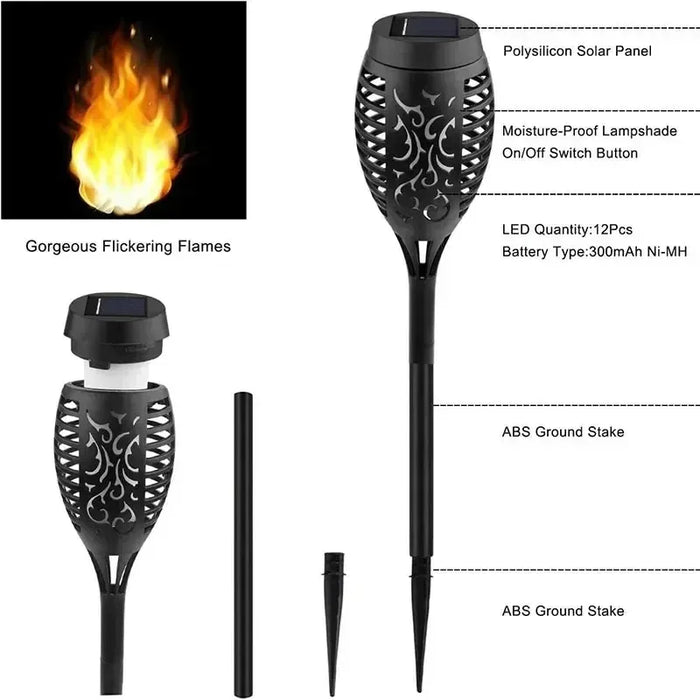 lampe torche solaire moderne motif ethnique autocontrôle panneau solaire lithium led noir contemporainextérieur
