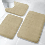 tapis bain mousse mémoire forme absorbant antidérapant moderne rayé beige clair salle bain lavable