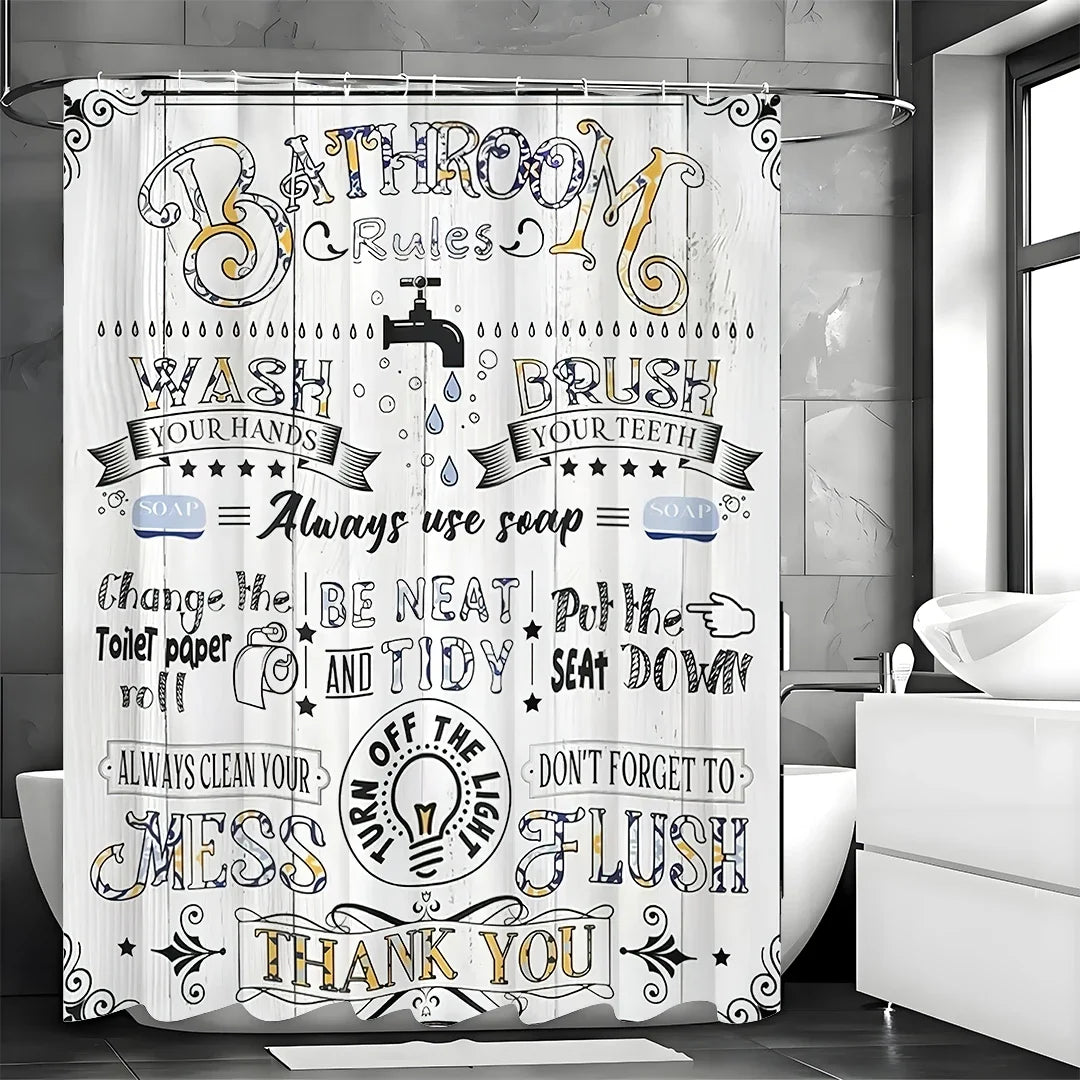 rideau douche blanc motif humoristique gouttes d'eau métalliques vintage 170x180cm 200x180cm
