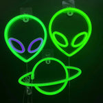 néon alien vert violet bleu rose planète saturne moderne lumineux fixations
