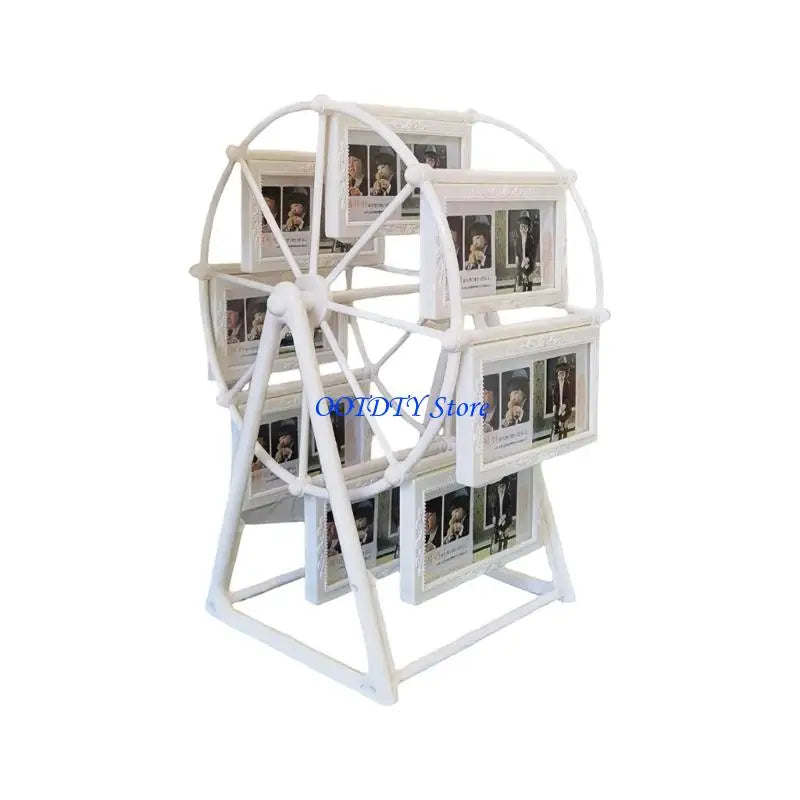 cadre photo or vieilli grande roue vintage métal décoré blanc souvenirs