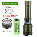lampe torche vert olive texturée moderne robuste lentille fresnel bouton contrôle poignée zoomable modes