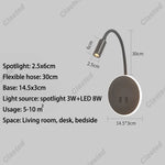 lampe murale flexible moderne noir blanc éclairage cuisine salle manger prise électrique led.angle réglable