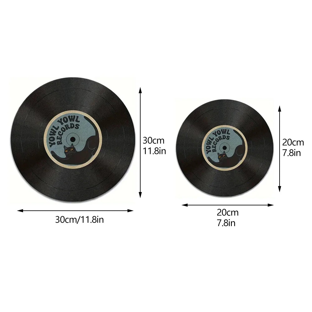 tapis souris noir chat vintage yowl yowl records vinyle antidérapant jeu 30cm 20cm