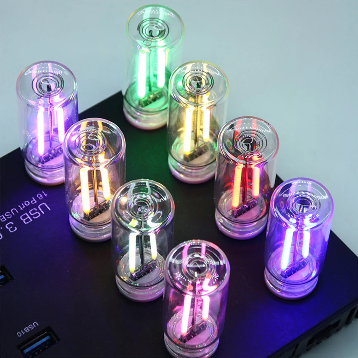 veilleuse usb led moderne nuit chambre adhésive couleurs transparentes blanc chaud 360degagement