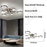 lampe suspendue moderne noir doré acier poli plafonnier led salon chambre coucher