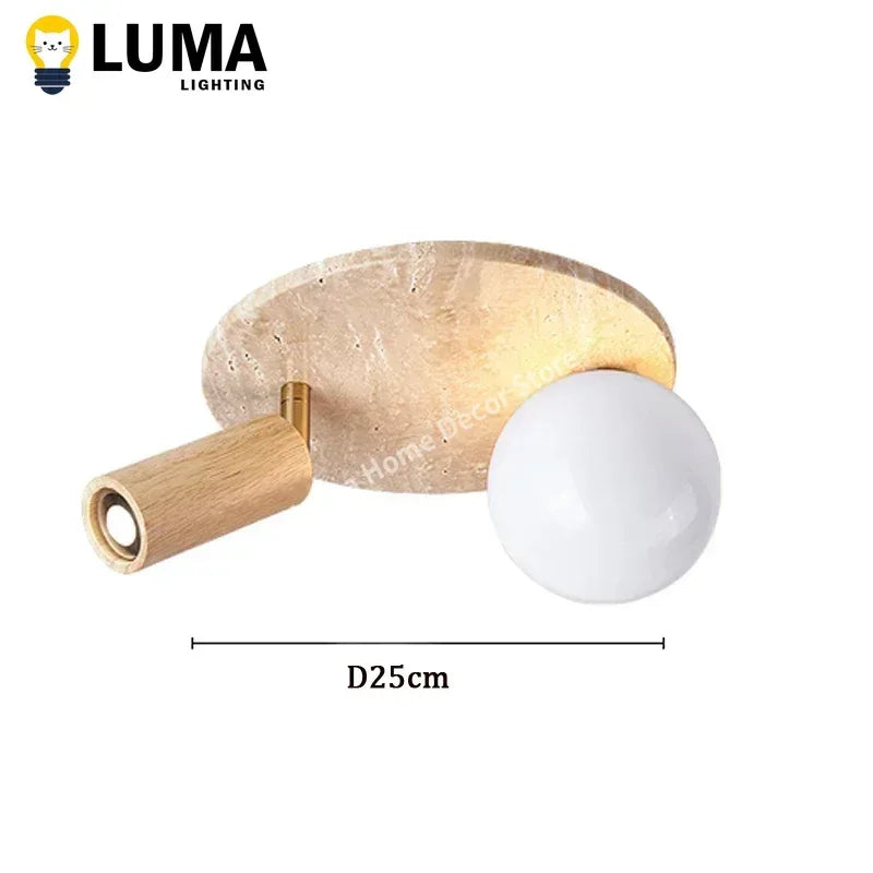Lampe moderne bois naturel pierre beige interrupteur tactile 249 2000 flux lumineux