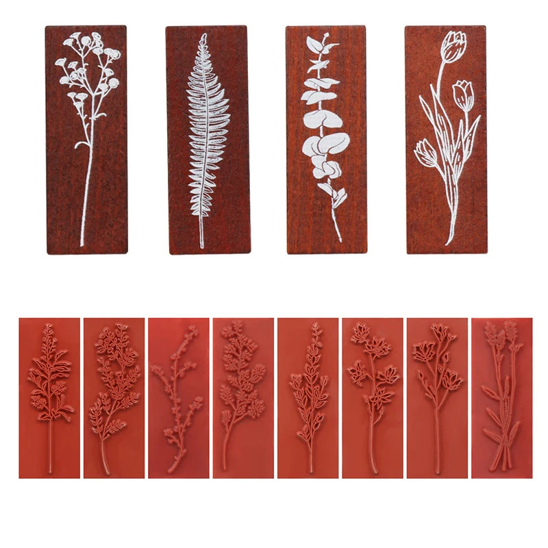 tampons bois floral decoration craft couture scrapbooking artisanat vintage motifs naturels