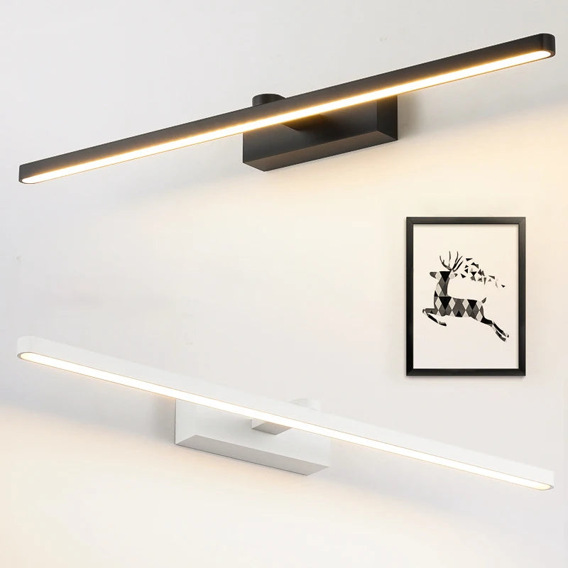 lampe miroir moderne noir blanc doré fixée mur led tricolore 40cm 60cm