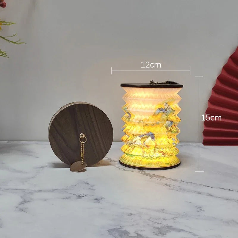lampe poser multicolore imprimé floral moderne chaîne bois led rechargeable chambre étude