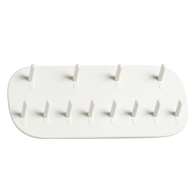 porte bijoux mural blanc moderne adhésif 12 crochets rangement plat lisse