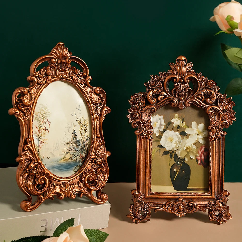 cadre photo résine bronze floral baroque vintage orné décoration murale photos paysage fleurs cliquet