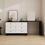 coiffeuse miroir blanc minimaliste moderne commode tiroirs noirs chambre meuble maquillage