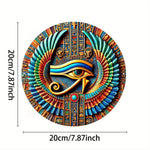 plaque murale oeil horus bleu doré art déco rétro ornement géométrique 20cm fixation mur