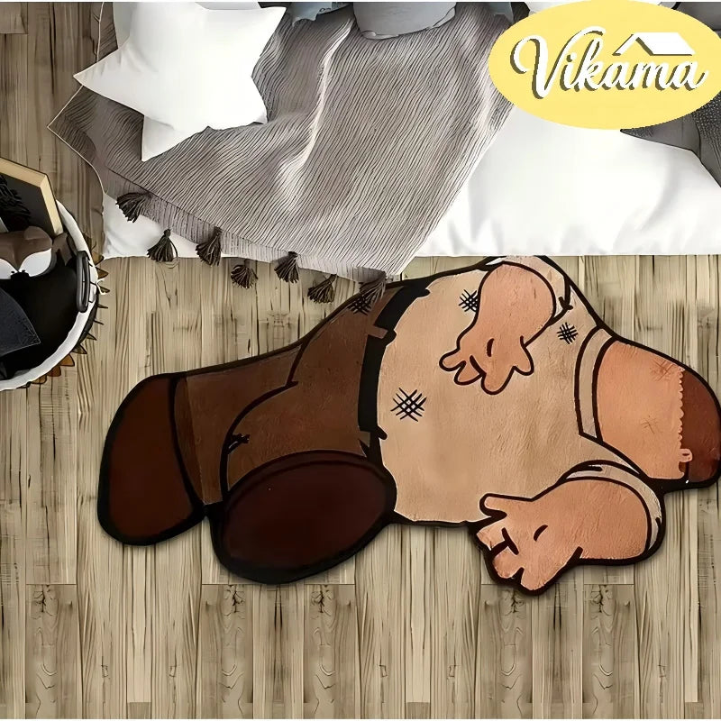 tapis dessin animé antidérapant polyester résistant marron vert bleu rose
