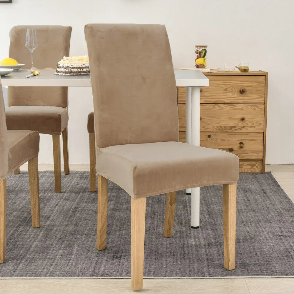 housse chaise velours polyester moderne camel opaque simple mariage banquet chaise plage fauteuil