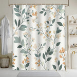 rideau douche motifs floraux moderne blanc vert orange polyester totalement opaque botanique