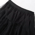 jupe tulle plissée rose noir élégante féminine asymétrique mi mollet translucide junior femme