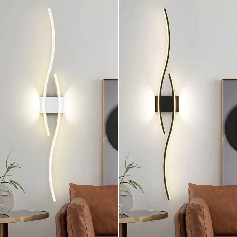 appliques murales led moderne ondulées blanc noir or 2000 82000lm fixées mur