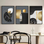 tableaux decoratifs geometriques abstraits noir or gris clair moderne contemporain