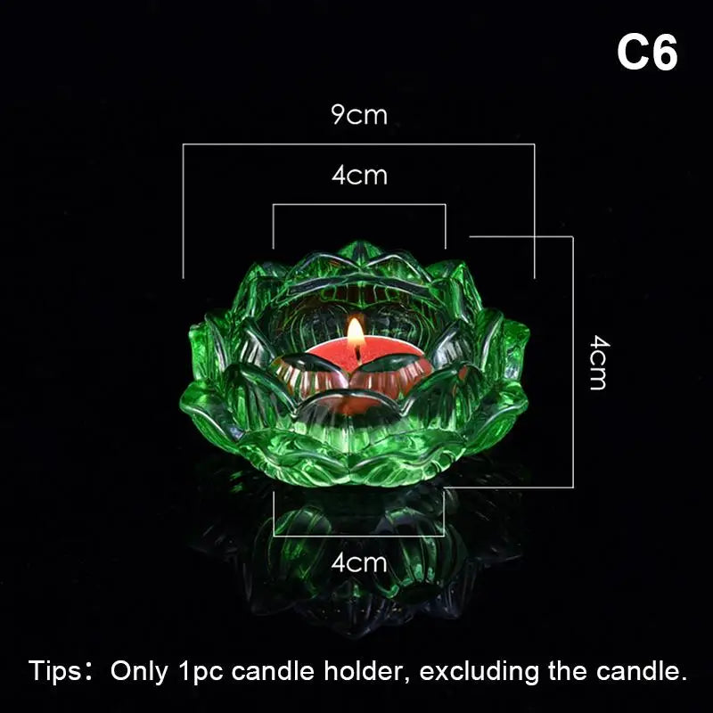 bougeoir verre artisanal forme fleur lotus porte bougie décoratif maison couleur vive opaque