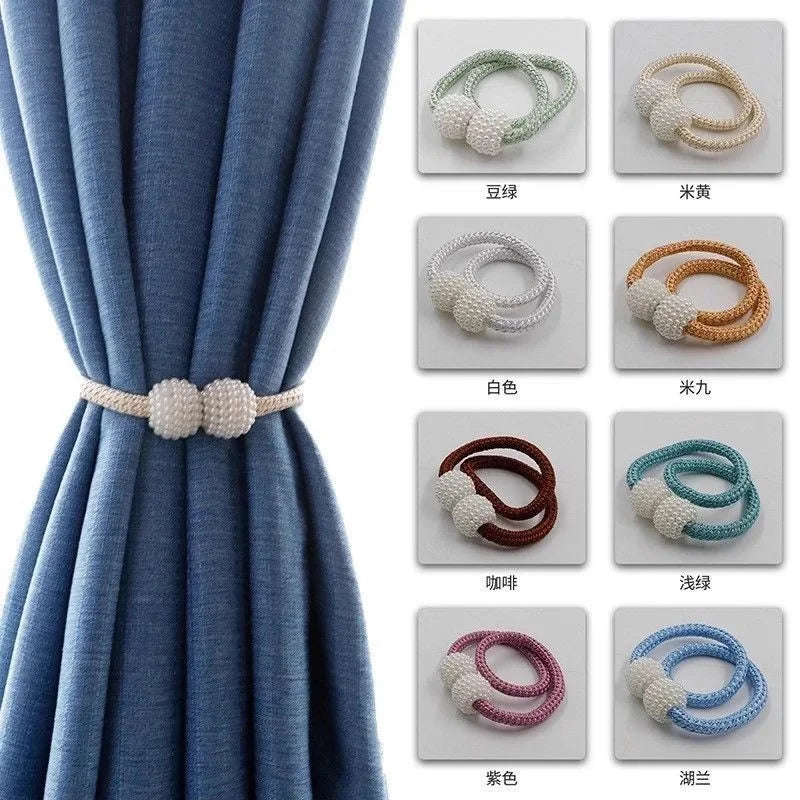 rubans rideau pompons élégants moderne adhésifs bleu blanc rose violet