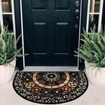 tapis d'entrée noir marron motif géométrique antidérapant polyester moderne