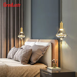suspension lumineuse moderne cristal or transparent chambre salon led minimaliste
