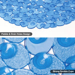 tapis bain bleu clair relief drainage moderne ventouses 24x16 pouces