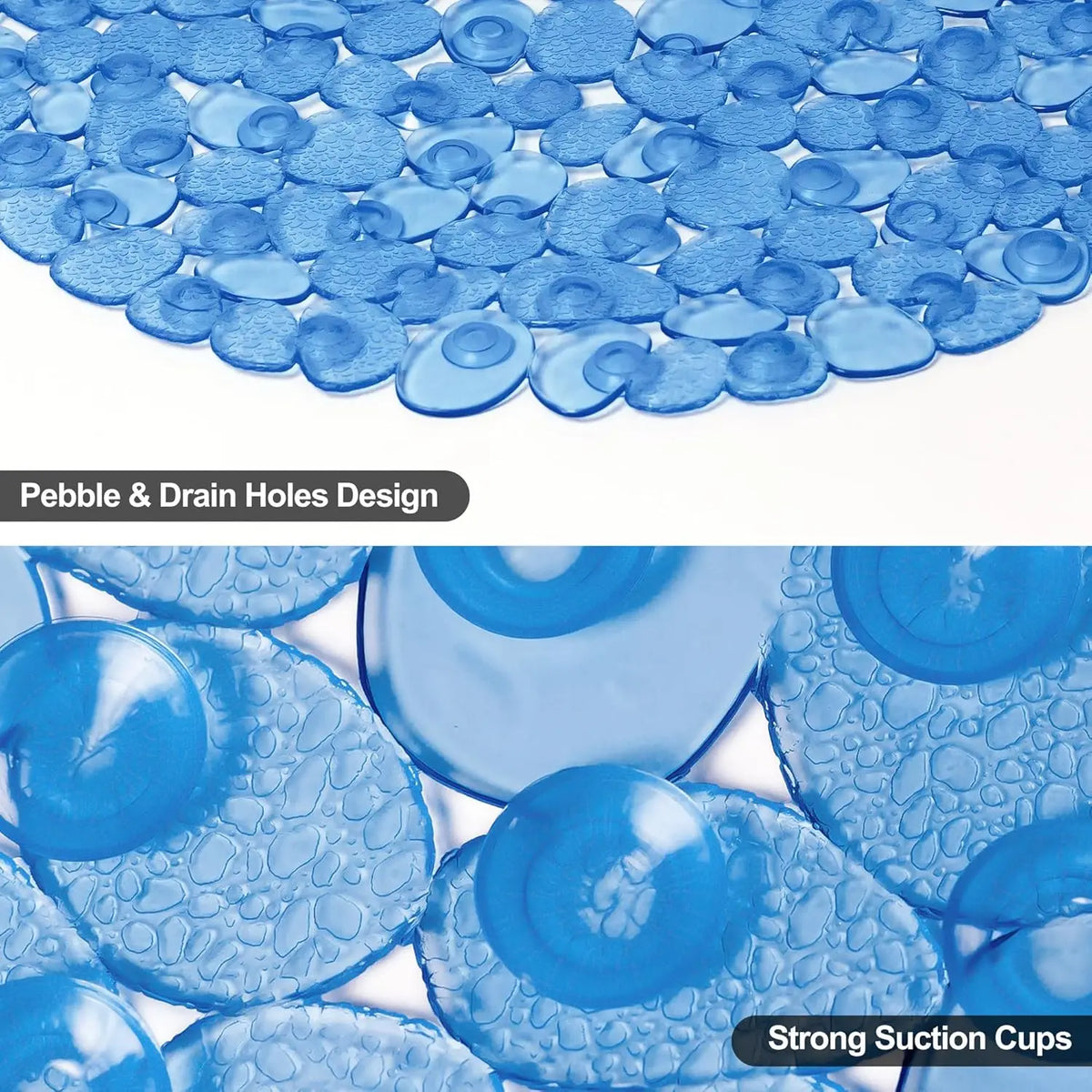 tapis bain bleu clair relief drainage moderne ventouses 24x16 pouces