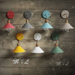 Applique murale moderne en fer avec abat-jour miroir jaune