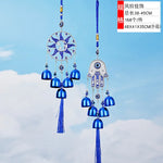 pendant ethnique attrape rêves œil bleu argenté clochettes métal maison jardinextérieur