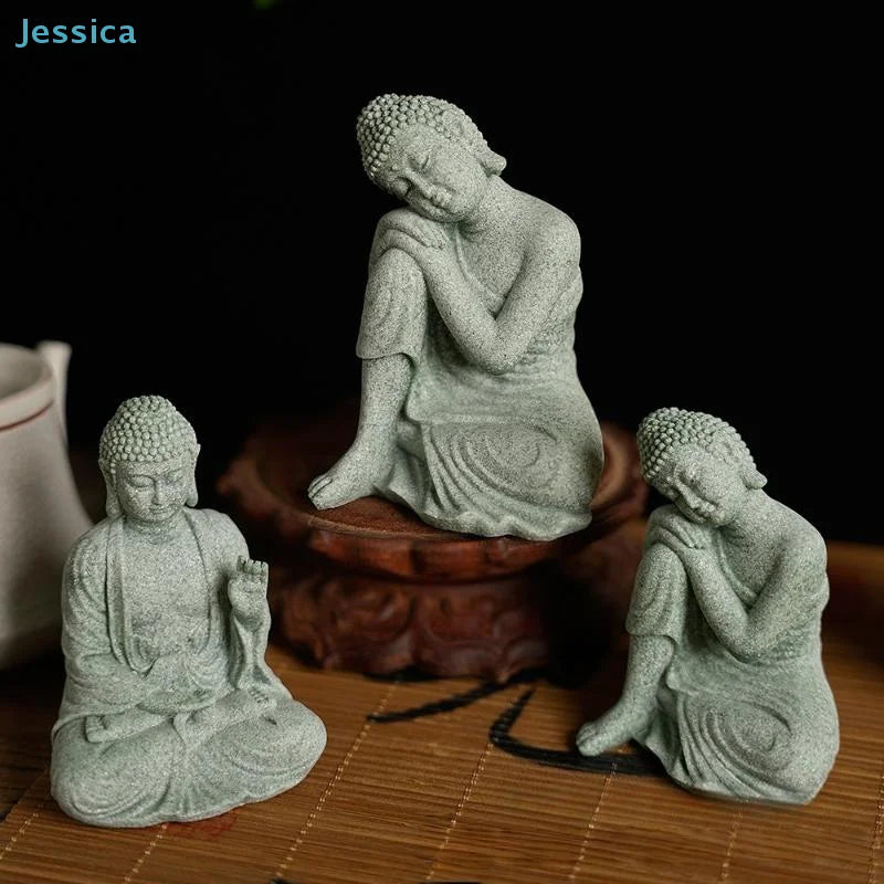 statues bouddha vert clair texture marbre classique décoration intérieure zen espace spiritualité pierre socle