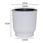 pot fleur hydroponique auto arrosage moderne blanc rayures verticales plante verte intérieur