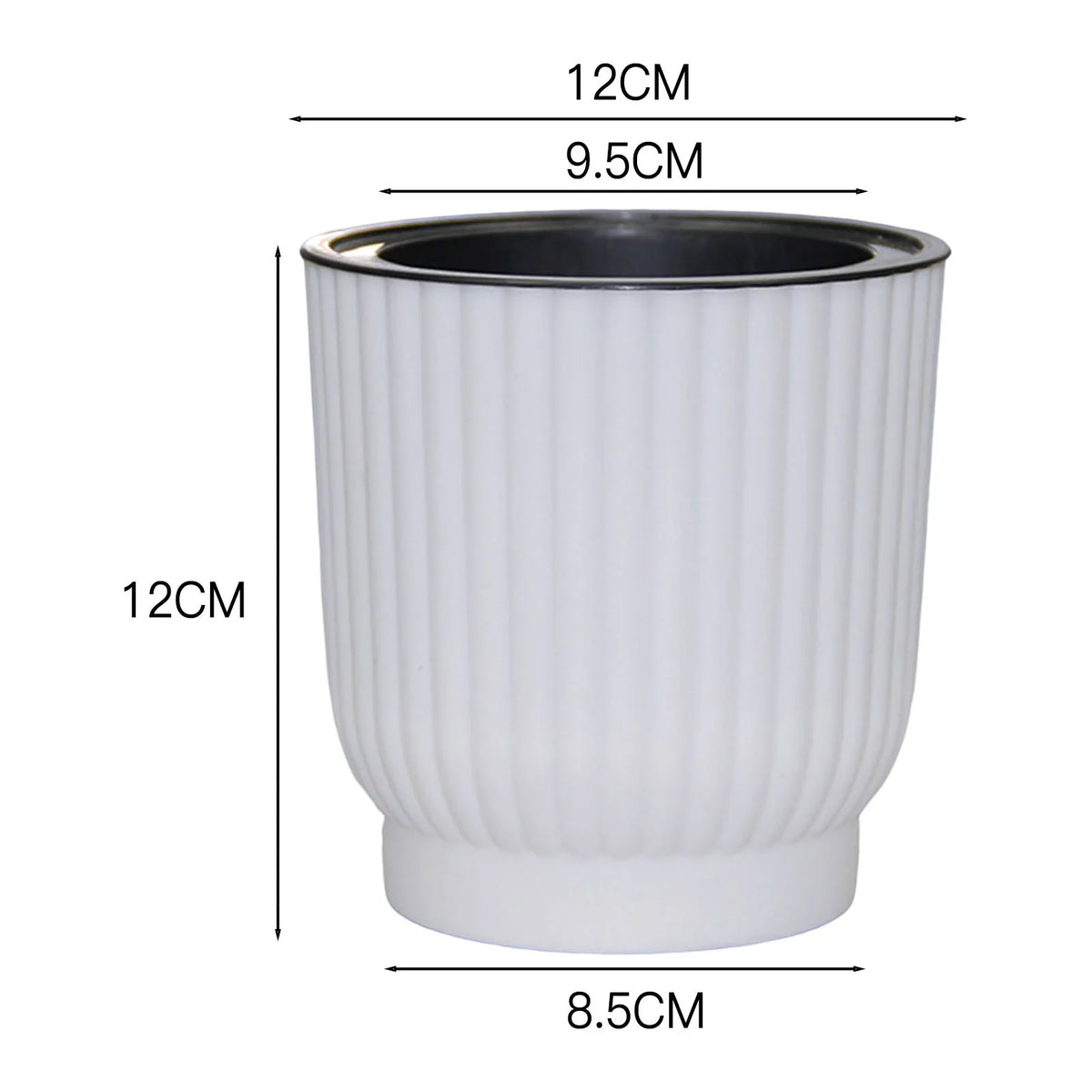 pot fleur hydroponique auto arrosage moderne blanc rayures verticales plante verte intérieur