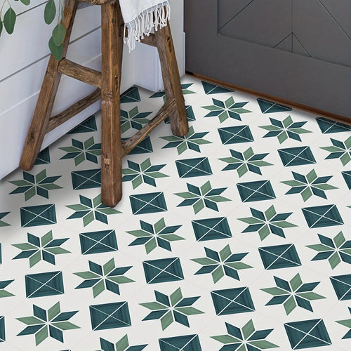 stickers decoratifs carrelage motifs floraux geometriques blanc vert bleu adhesifs decoration maison vintage retro