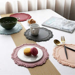 placemat classique ornements floraux bordure dentelée silicone gris vert rouge bleuclair rose beige blanc