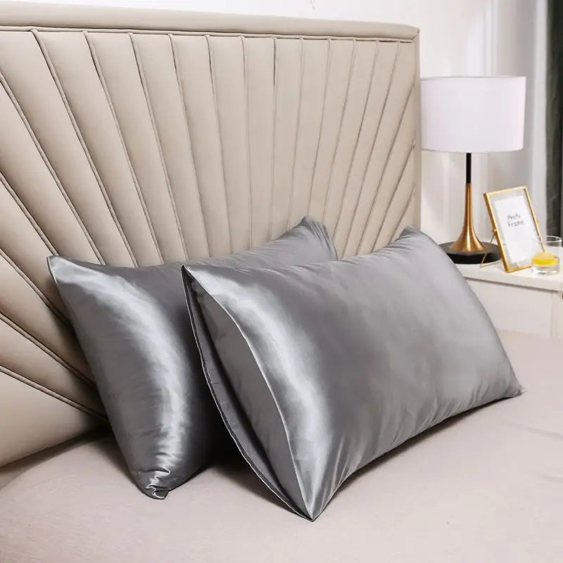 taies d'oreiller soie gris satinées modernes non toxiques hypoallergéniques 51x66cm 51x76cm
