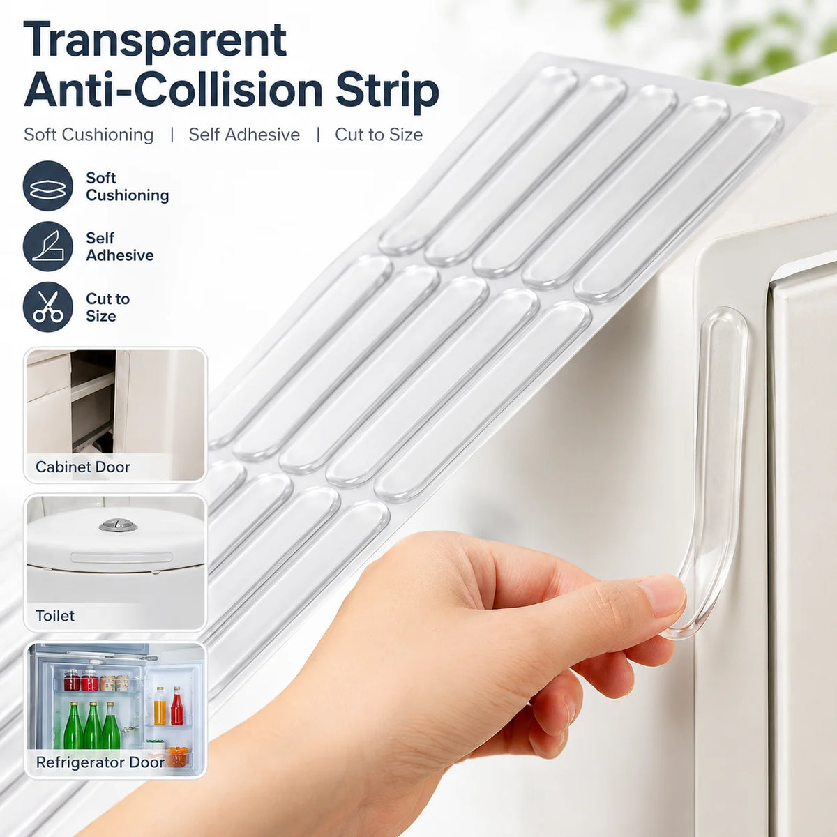 rubans anti collision transparents adhésifs utilitaires pratique tiroir armoire porte réfrigérateur toilettes 3pcs 4pcs