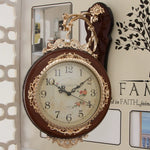 horloge murale vintage motif floral blanc doré fixation européen minimaliste