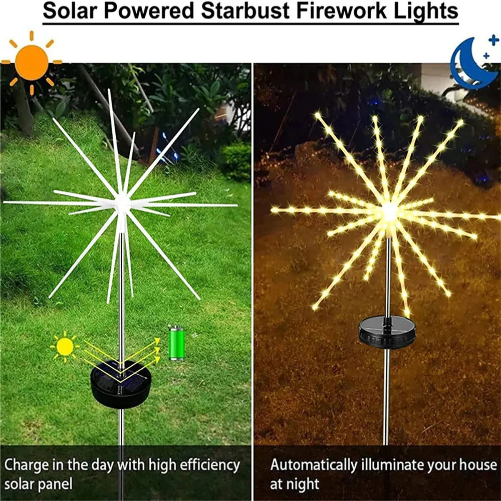 lumière solaire étoile multicolore blanc moderne décorative fixe piquet rayons opaques vacancesextérieur