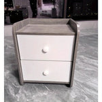 meuble chambre coucher moderne deux tiroirs bois gris blanc minimalistetable nuitcommodechevetappréciablesauvage