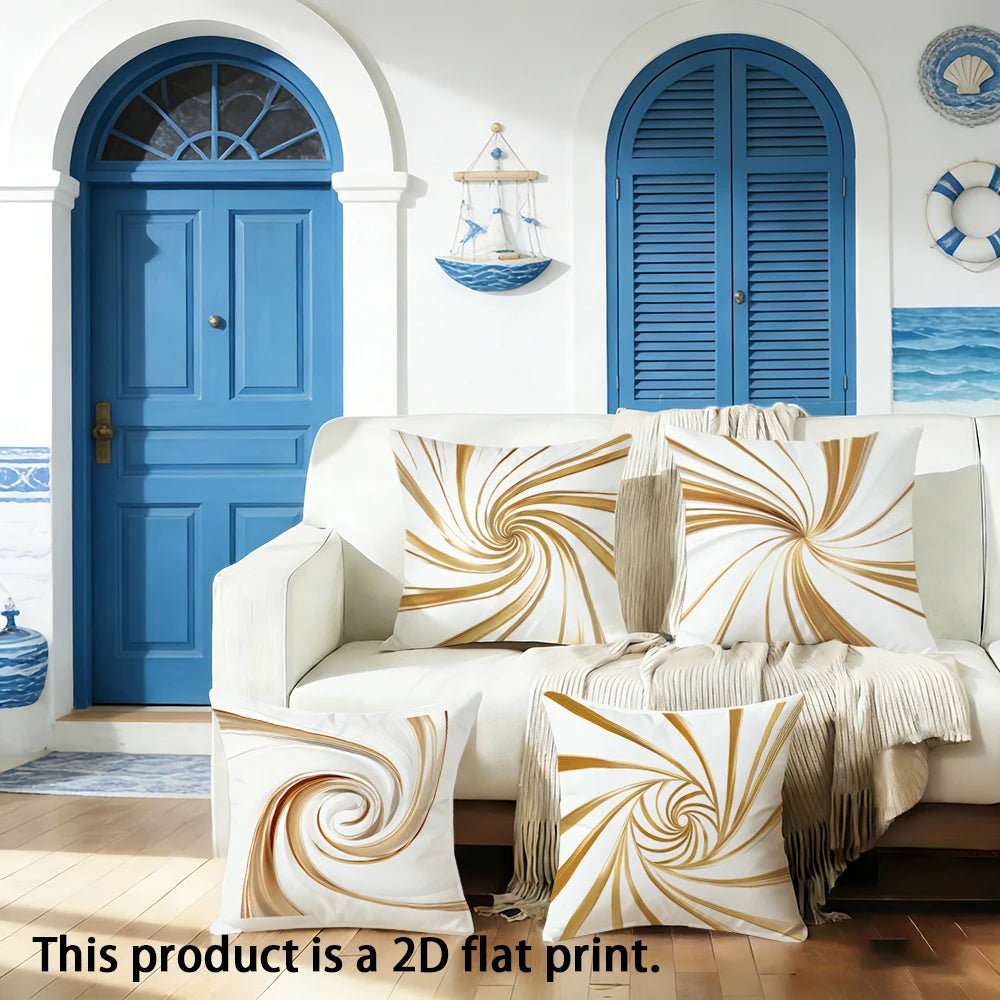 housse coussin motif spirale doré moderne polyester 40x40cm 45x45cm 50x50cm 60x60cm déco voiture