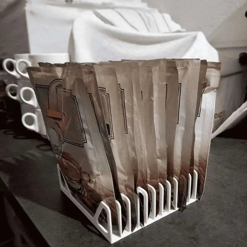 présentoir moderne blanc porte sacs condiments texture lisse rangement sauces instantanées