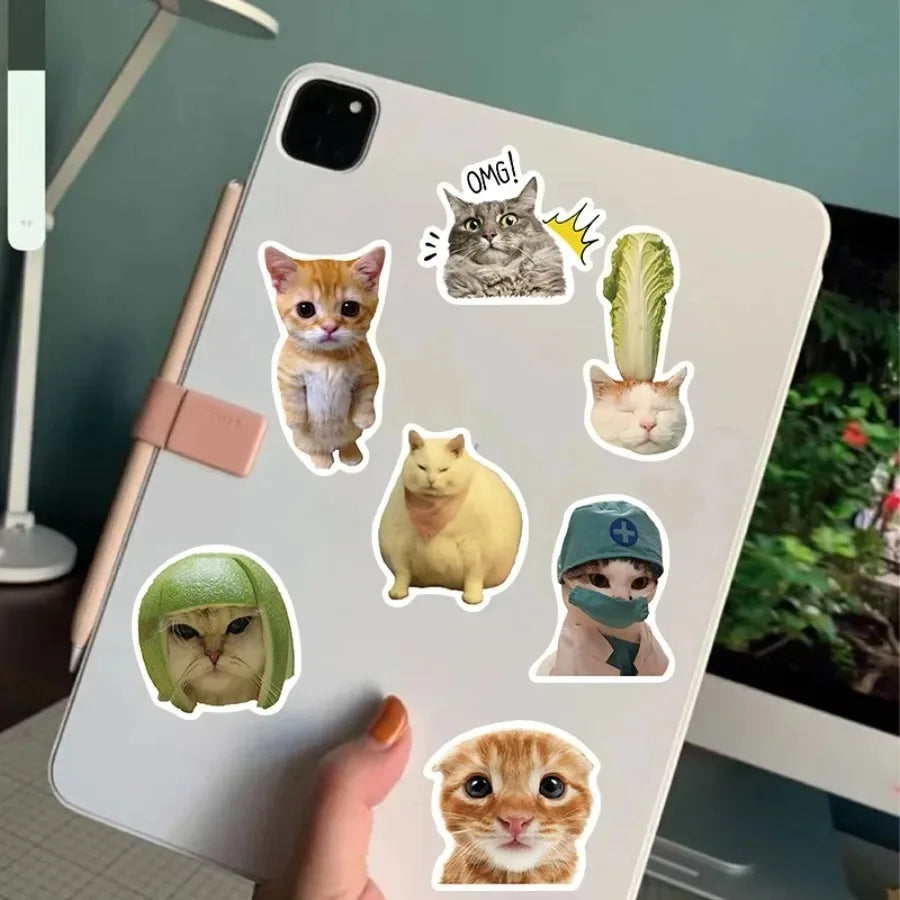 autocollants chats multicolores humoristiques adhésifs 500 pièces stickers mèmes cute