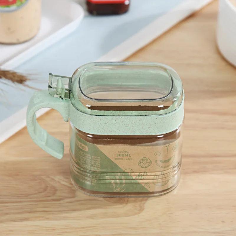 boîtes épices transparentes verre moderne rose verte bleu poignées couteau service herbes condiments cuisine